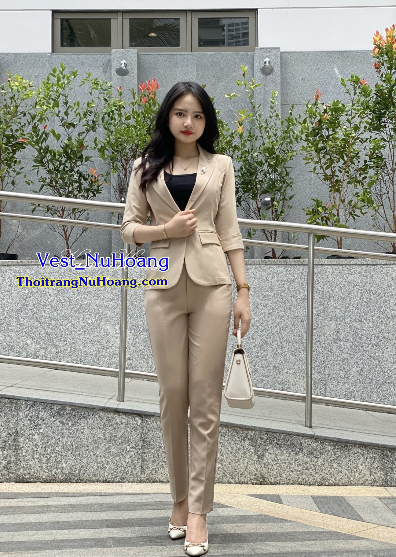 Bộ Vest nữ công sở đẹp, trẻ trung, thanh lịch, sang trọng (Tặng áo thun trong) – VN97